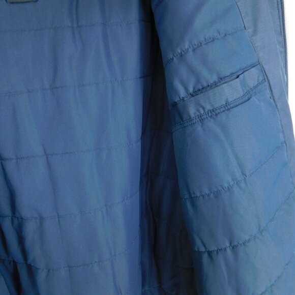 Free Tech Coat Mens Sz XL 46-48 Navy Blue Removeable Hood Medium Weight Pockets - Picture 8 of 9